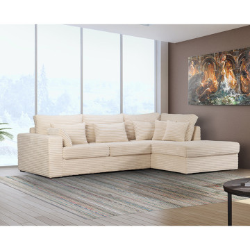 Canapé d'angle droit velours côtelé beige Toronto - Le Dépôt Bailleul