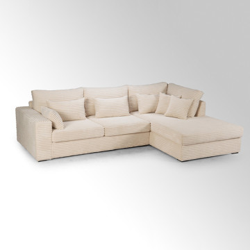 Canapé d'angle droit velours côtelé beige Toronto - Le Dépôt Bailleul