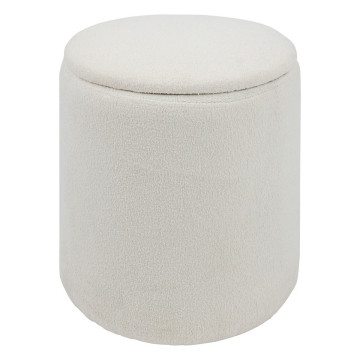 Pouf coffre D35 bouclette blanc Kaydi Atmosphera - Le Dépôt Bailleul