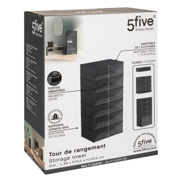 Tour de rangement pliable 6 étages plastique 5five - Le Dépôt Bailleul