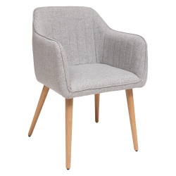 Fauteuil diner Visoca gris pieds bois Atmosphera - Le Dépôt Bailleul
