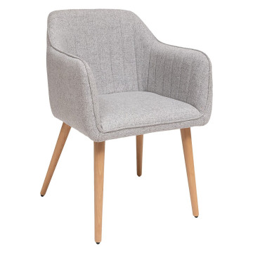 Fauteuil diner Visoca gris pieds bois Atmosphera - Le Dépôt Bailleul