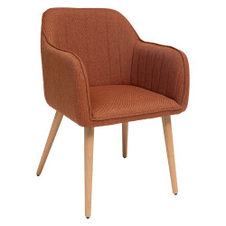 Fauteuil diner Visoca ambre pieds bois Atmosphera - Le Dépôt Bailleul