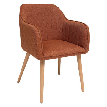 Fauteuil diner Visoca ambre pieds bois Atmosphera - Le Dépôt Bailleul