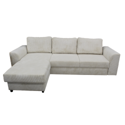 Canapé d'angle réversible et convertible velours beige Magda - Le Dépôt Bailleul