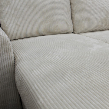 Canapé d'angle réversible et convertible velours beige Magda - Le Dépôt Bailleul