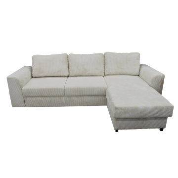 Canapé d'angle réversible et convertible velours beige Magda - Le Dépôt Bailleul