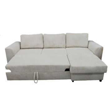 Canapé d'angle réversible et convertible velours beige Magda - Le Dépôt Bailleul