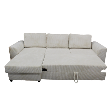 Canapé d'angle réversible et convertible velours beige Magda - Le Dépôt Bailleul