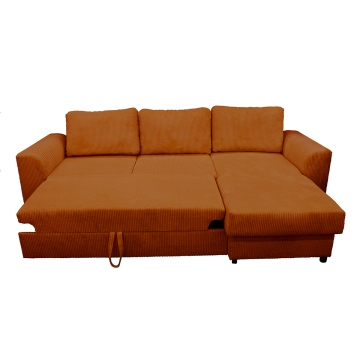 Canapé d'angle réversible et convertible velours ambre Magda - Le Dépôt Bailleul
