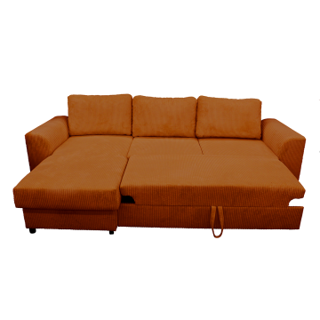 Canapé d'angle réversible et convertible velours ambre Magda - Le Dépôt Bailleul