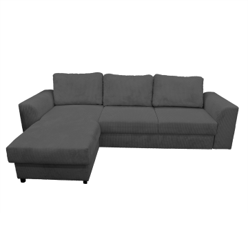 Canapé d'angle réversible et convertible velours gris Magda - Le Dépôt Bailleul