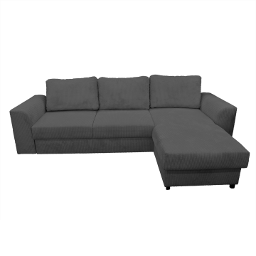 Canapé d'angle réversible et convertible velours gris Magda - Le Dépôt Bailleul