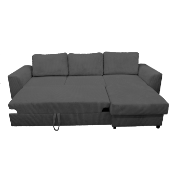 Canapé d'angle réversible et convertible velours gris Magda - Le Dépôt Bailleul