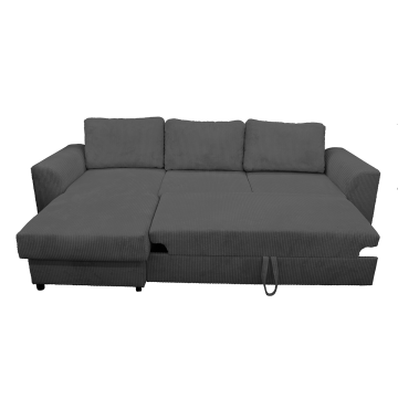 Canapé d'angle réversible et convertible velours gris Magda - Le Dépôt Bailleul