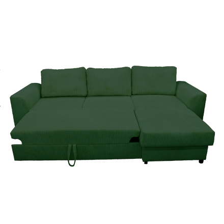 Canapé d'angle réversible et convertible velours vert Magda - Le Dépôt Bailleul