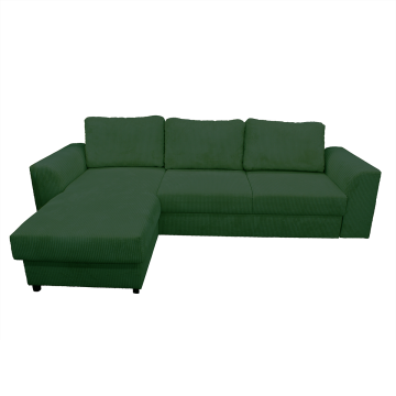 Canapé d'angle réversible et convertible velours vert Magda - Le Dépôt Bailleul
