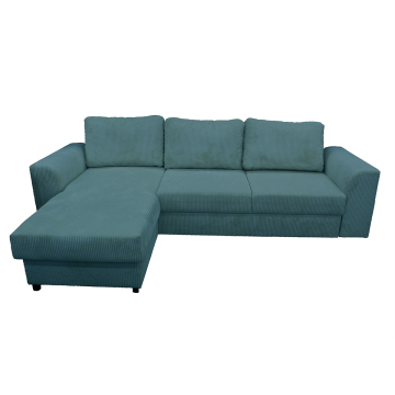 Canapé d'angle réversible et convertible velours bleu Magda - Le Dépôt Bailleul