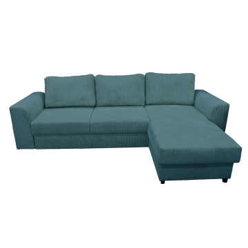 Canapé d'angle réversible et convertible velours bleu Magda - Le Dépôt Bailleul