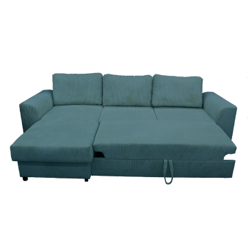 Canapé d'angle réversible et convertible velours bleu Magda - Le Dépôt Bailleul