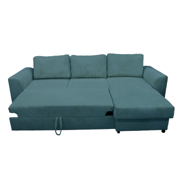 Canapé d'angle réversible et convertible velours bleu Magda - Le Dépôt Bailleul