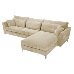 Canapé angle droit velours côtelé beige Isla - Le Dépôt Bailleul