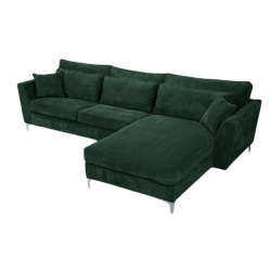 Canapé angle droit velours côtelé vert Isla - Le Dépôt Bailleul
