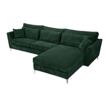 Canapé angle droit velours côtelé vert Isla - Le Dépôt Bailleul