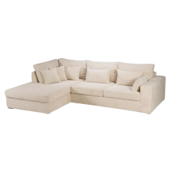 Canapé d'angle gauche velours côtelé beige Toronto - Le Dépôt Bailleul