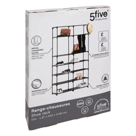 Etagère à chaussures métal et tissu 32 paires 5five - Le Dépôt Bailleul