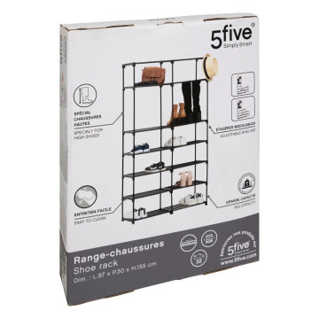 Etagère à chaussures métal et tissu 32 paires 5five - Le Dépôt Bailleul