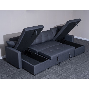 Canapé panoramique convertible gris Romy - Le Dépôt Bailleul