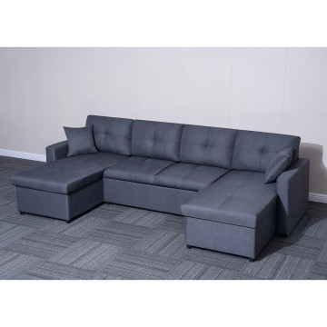 Canapé panoramique convertible gris Romy - Le Dépôt Bailleul