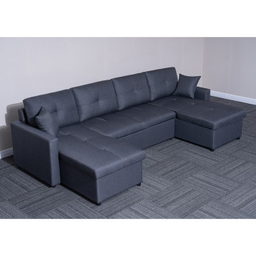 Canapé panoramique convertible gris Romy - Le Dépôt Bailleul