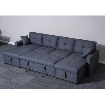 Canapé panoramique convertible gris Romy - Le Dépôt Bailleul