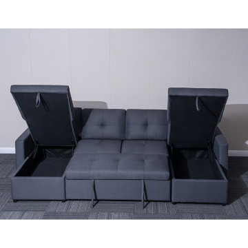 Canapé panoramique convertible gris Romy - Le Dépôt Bailleul