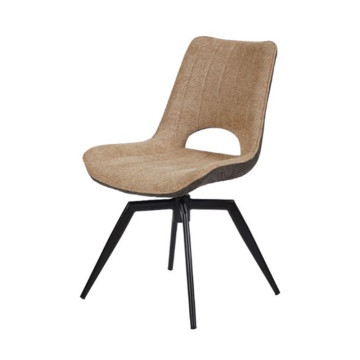 Chaise tissu beige rotative pieds métal noir Stenson - Le Dépôt Bailleul