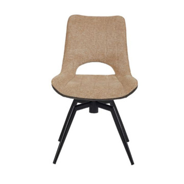 Chaise tissu beige rotative pieds métal noir Stenson - Le Dépôt Bailleul
