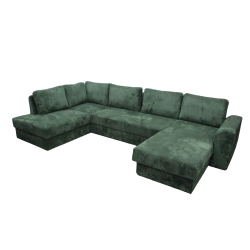 Canapé panoramique gauche convertible Magda vert - Le Dépôt Bailleul