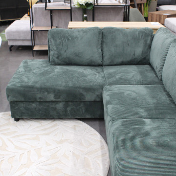 Canapé panoramique gauche convertible Magda vert - Le Dépôt Bailleul