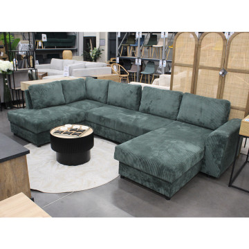 Canapé panoramique gauche convertible Magda vert - Le Dépôt Bailleul