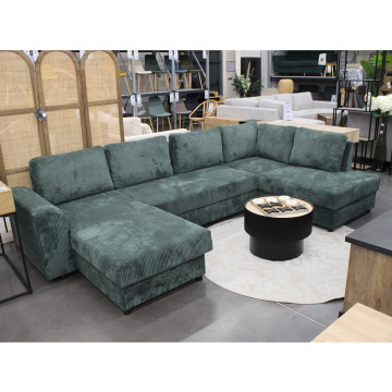 Canapé panoramique droit convertible Magda vert - Le Dépôt Bailleul