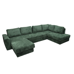 Canapé panoramique droit convertible Magda vert - Le Dépôt Bailleul