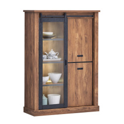 Vitrine 1 porte vitrée coulissante LED Elo - Le Dépôt Bailleul