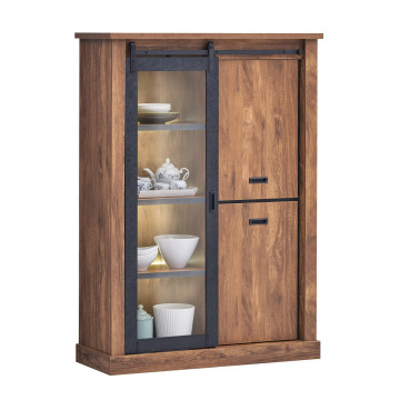 Vitrine 1 porte vitrée coulissante LED Elo - Le Dépôt Bailleul