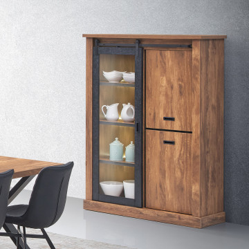 Vitrine 1 porte vitrée coulissante LED Elo - Le Dépôt Bailleul