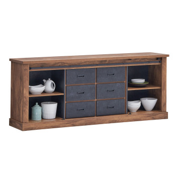 Buffet 2 portes coulissantes 6 tiroirs Elo - Le Dépôt Bailleul