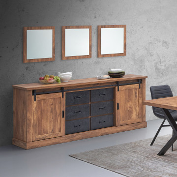 Buffet 2 portes coulissantes 6 tiroirs Elo - Le Dépôt Bailleul