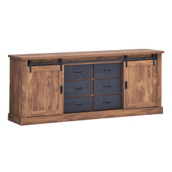 Buffet 2 portes coulissantes 6 tiroirs Elo - Le Dépôt Bailleul