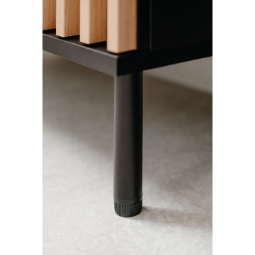 Table basse 2 niches 1 porte noir et bois Monza - Le Dépôt Bailleul